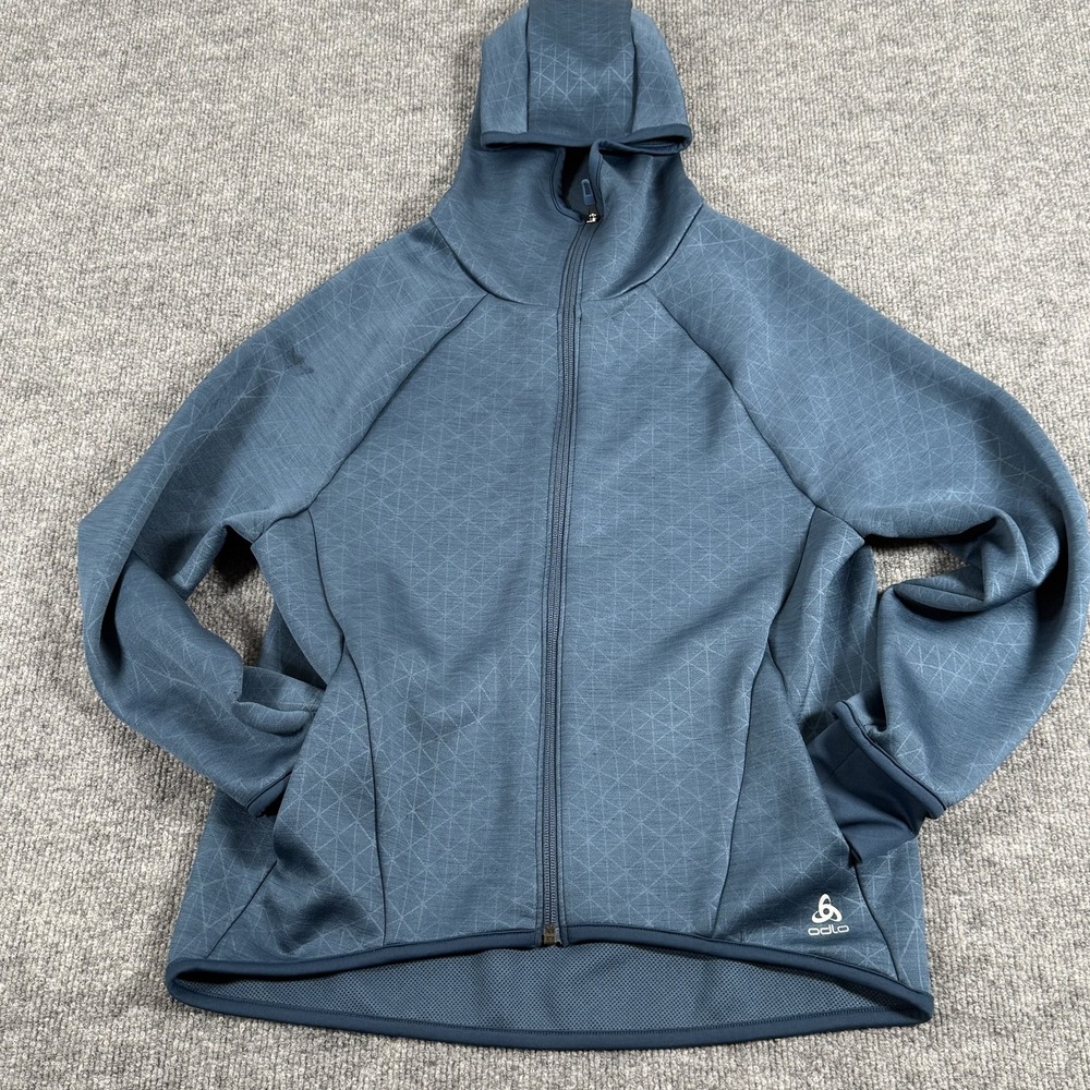 Odlo Zaha Hadid Jacket Womens XS Blue Geometric Full Zip Hooded Performance